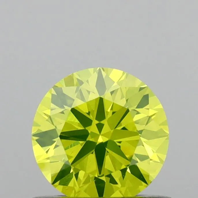 0.52ct Round Natural Diamond (Colour Fancy Intense Greenish Yellow, Clarity VS1, Cut EX, IGI Certified)