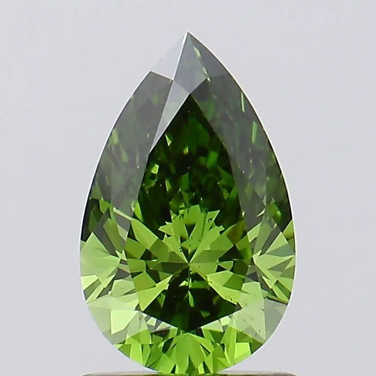 0.92ct Pear Lab Grown Diamond (Colour Fancy Vivid Green, Clarity VS2, Cut EX, Uncertified)