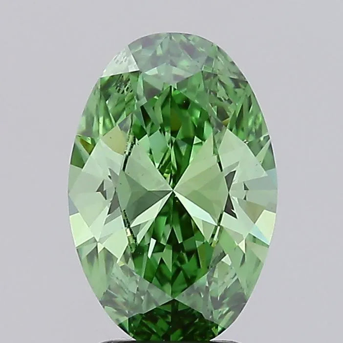 1.64ct Oval Lab Grown Diamond (Colour Fancy Vivid Green, Clarity VS1, IGI Certified)