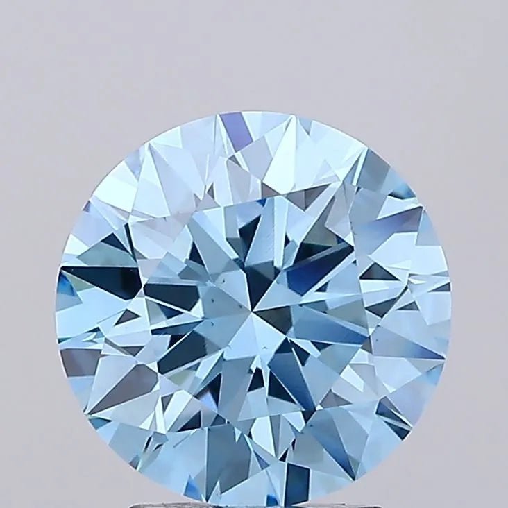 3.15ct Round Lab Grown Diamond (Fancy Vivid Blue, Clarity VS2, Cut EX, IGI) - Lisa Robin