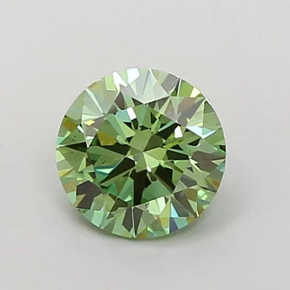 1.00ct Round Lab Grown Diamond (Colour Fancy Vivid Green, Clarity VS2, Cut EX, IGI Certified)