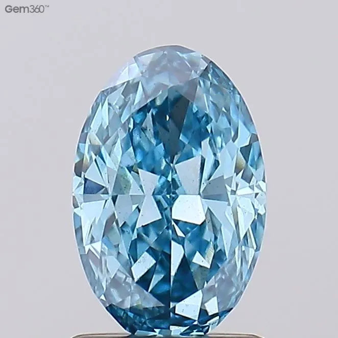 1.08ct Oval Lab Grown Diamond (Colour Fancy Vivid Blue, Clarity VS2, IGI Certified)