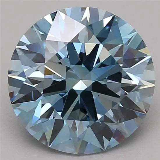 3.86ct Round Lab Grown Diamond (Colour Fancy Vivid Blue, Clarity VVS1, Cut ID, IGI Certified)