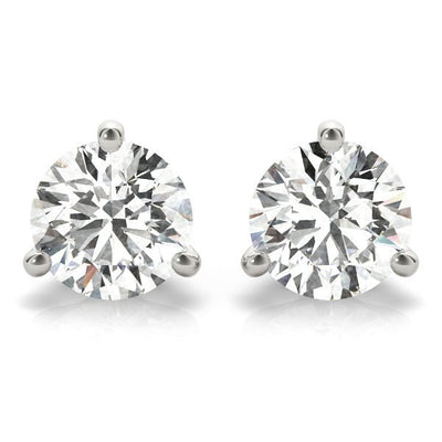 Colorless Lab Diamond Stud Earrings Three Prong - 7 sizes - Lisa Robin