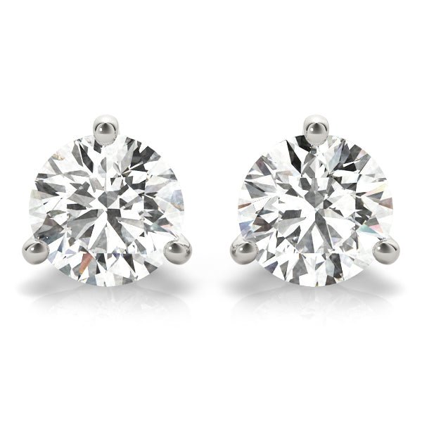 Colorless Lab Diamond Stud Earrings Three Prong - 7 sizes - Lisa Robin