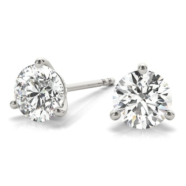 Colorless Lab Diamond Stud Earrings Three Prong - 7 sizes - Lisa Robin