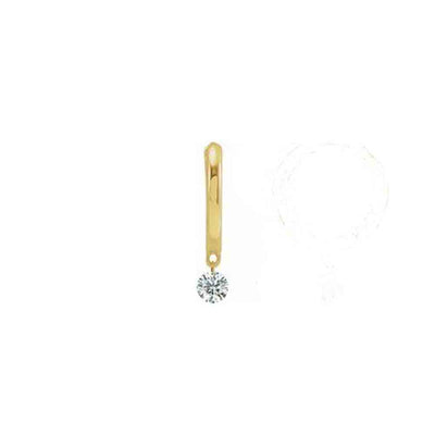 Huggie Hoops with Drilled Round Diamond Dangle | Lisa Robin | Lisa Robin#color_14k-yellow-gold