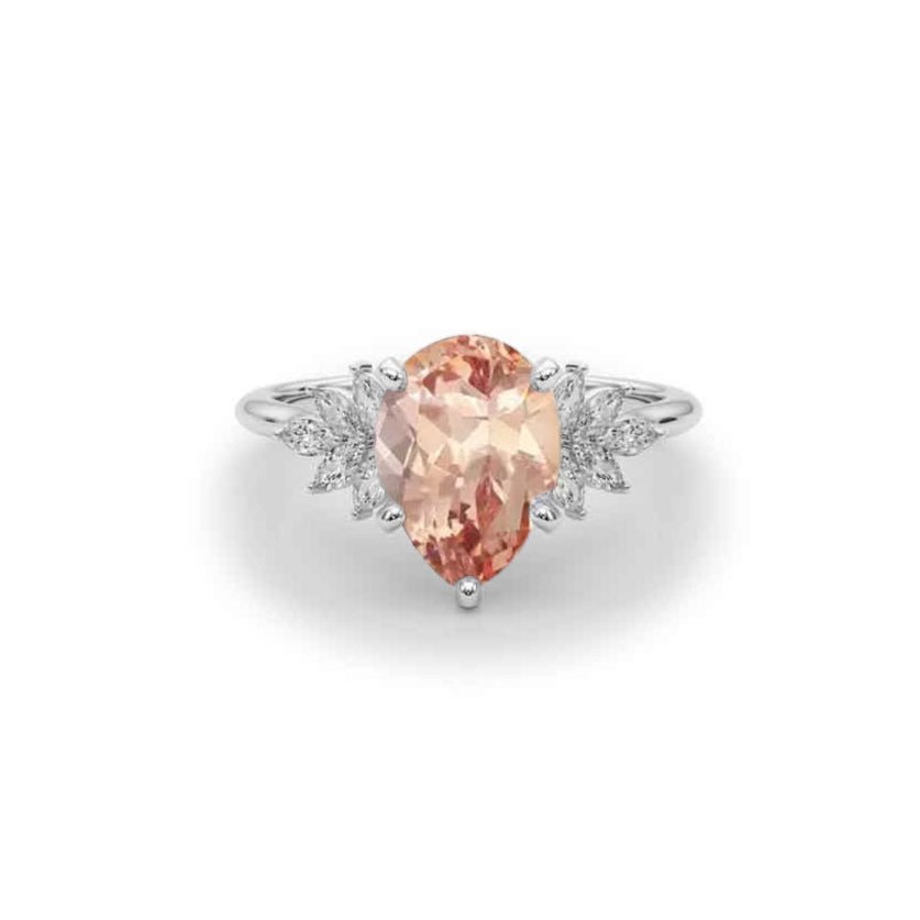 The Anna Pear Morganite Cluster Engagement Ring | Lisa Robin