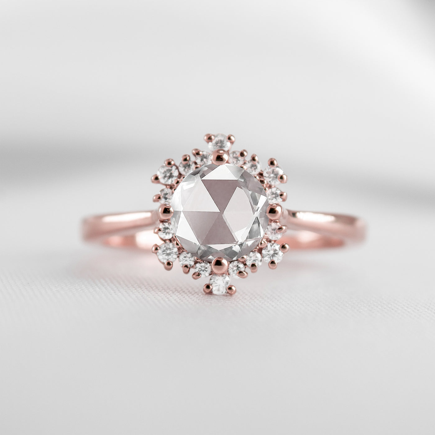 Shown in 1 Carat * The Aatish rose-cut diamond engagement ring in rose gold | Lisa Robin#color_14k-rose-gold
