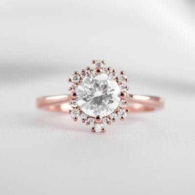 Shown with 1.0 Carat * The Aatish Effervescent Halo Diamond Engagement Ring | Lisa Robin#color_14k-rose-gold