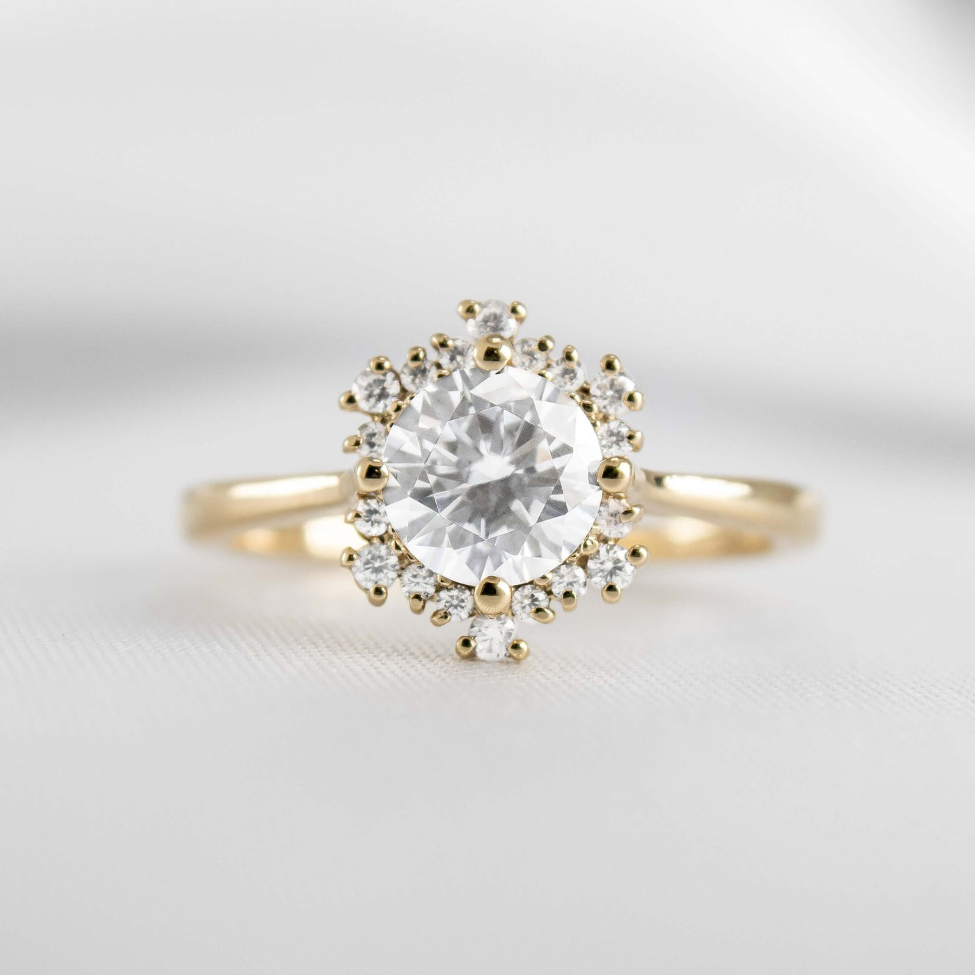Shown with 1.0 Carat * The Aatish Effervescent Halo Diamond Engagement Ring | Lisa Robin#color_14k-yellow-gold