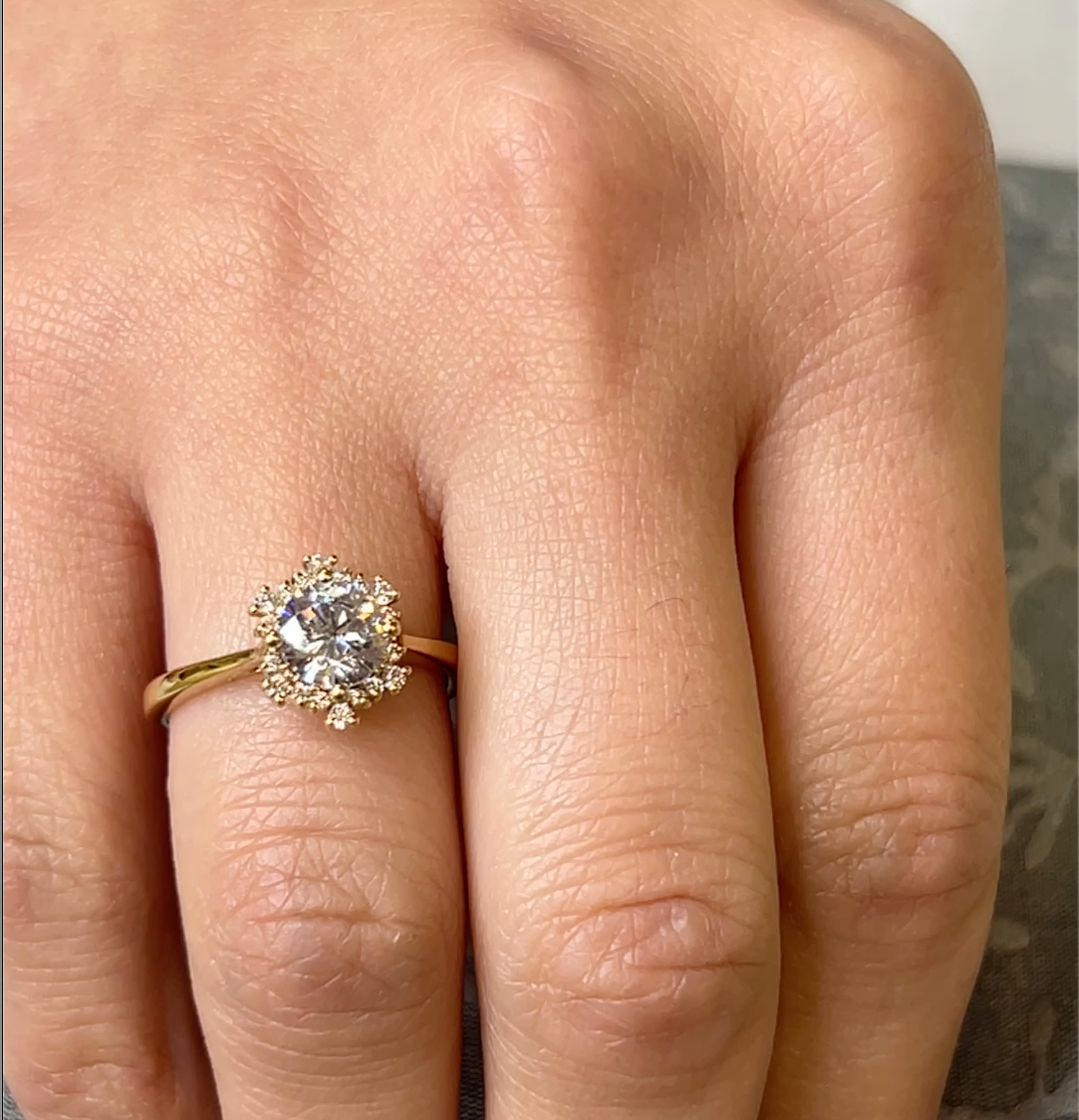 The Aatish Effervescent Halo Diamond Engagement Ring