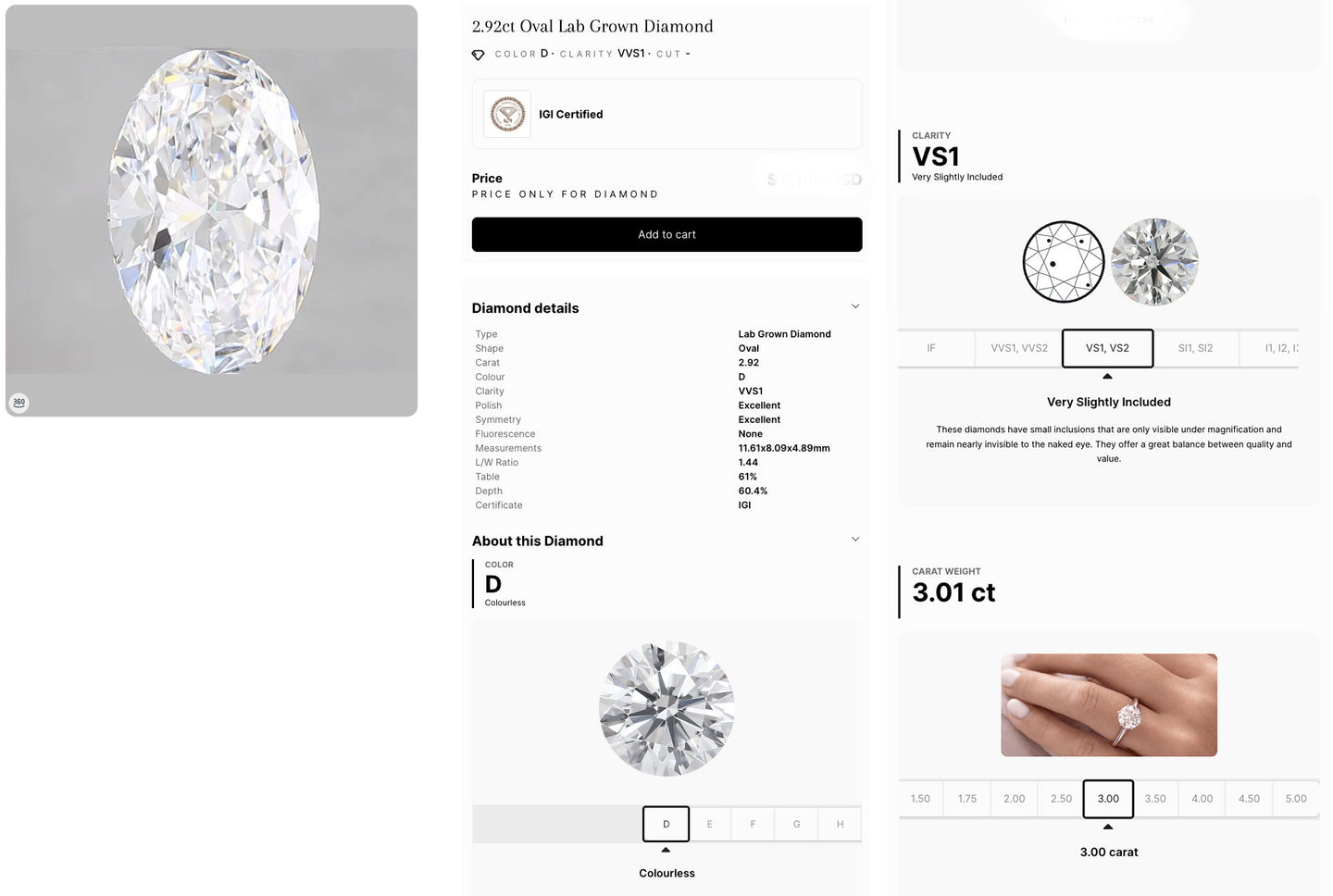 Guided diamond selection on Lisa Robin jewelry website