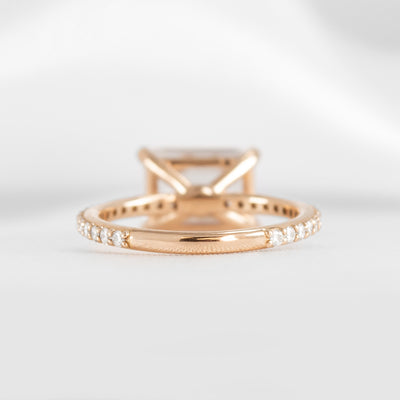 The Adelaide 4 Carat Emerald Cut Diamond East West Pavé Ring