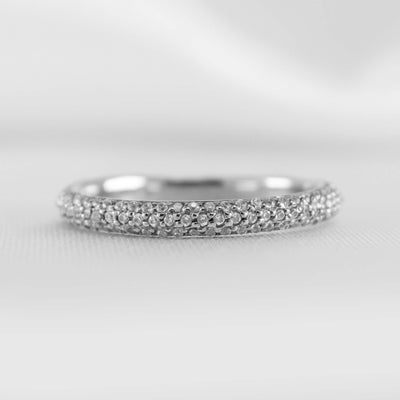 The Alex Three Row Diamond Pave Wedding Ring | Lisa Robin#color_14k-white-gold