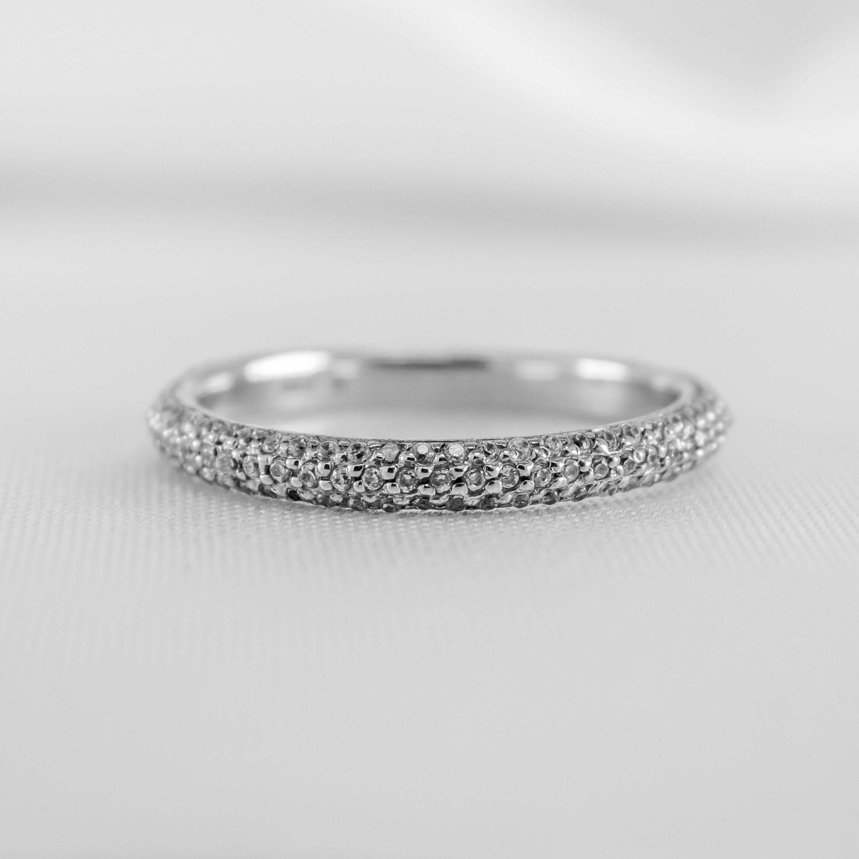 The Alex Three Row Diamond Pave Wedding Ring | Lisa Robin#color_10k-white-gold