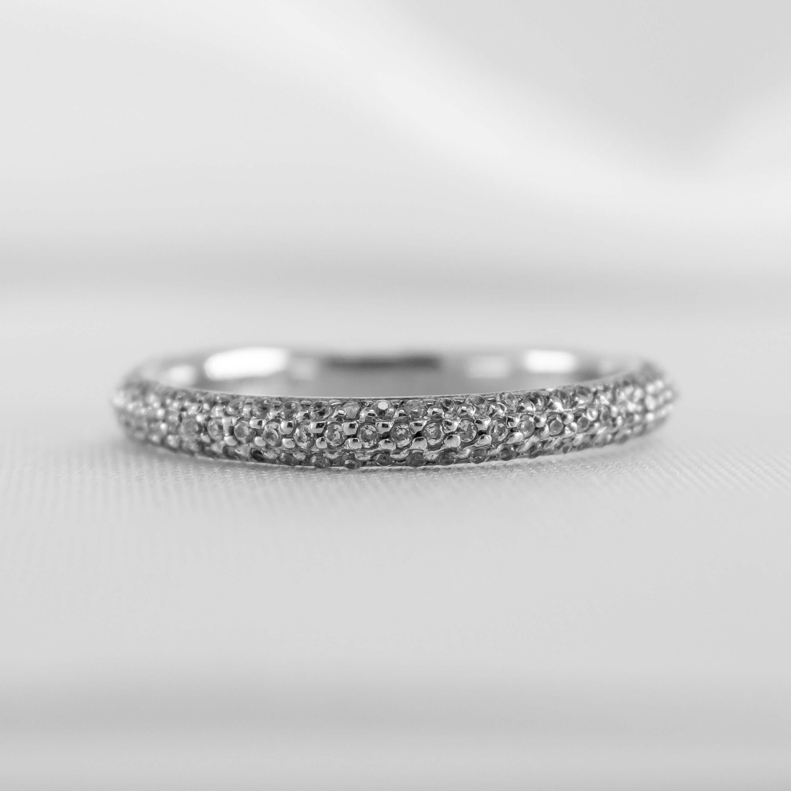 The Alex Three Row Pave lab Diamond Wedding Ring in 14K white gold by Lisa Robin#color_14k-white-gold