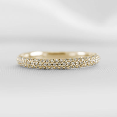 The Alex Three Row Diamond Pave Wedding Ring | Lisa Robin#color_10k-yellow-gold
