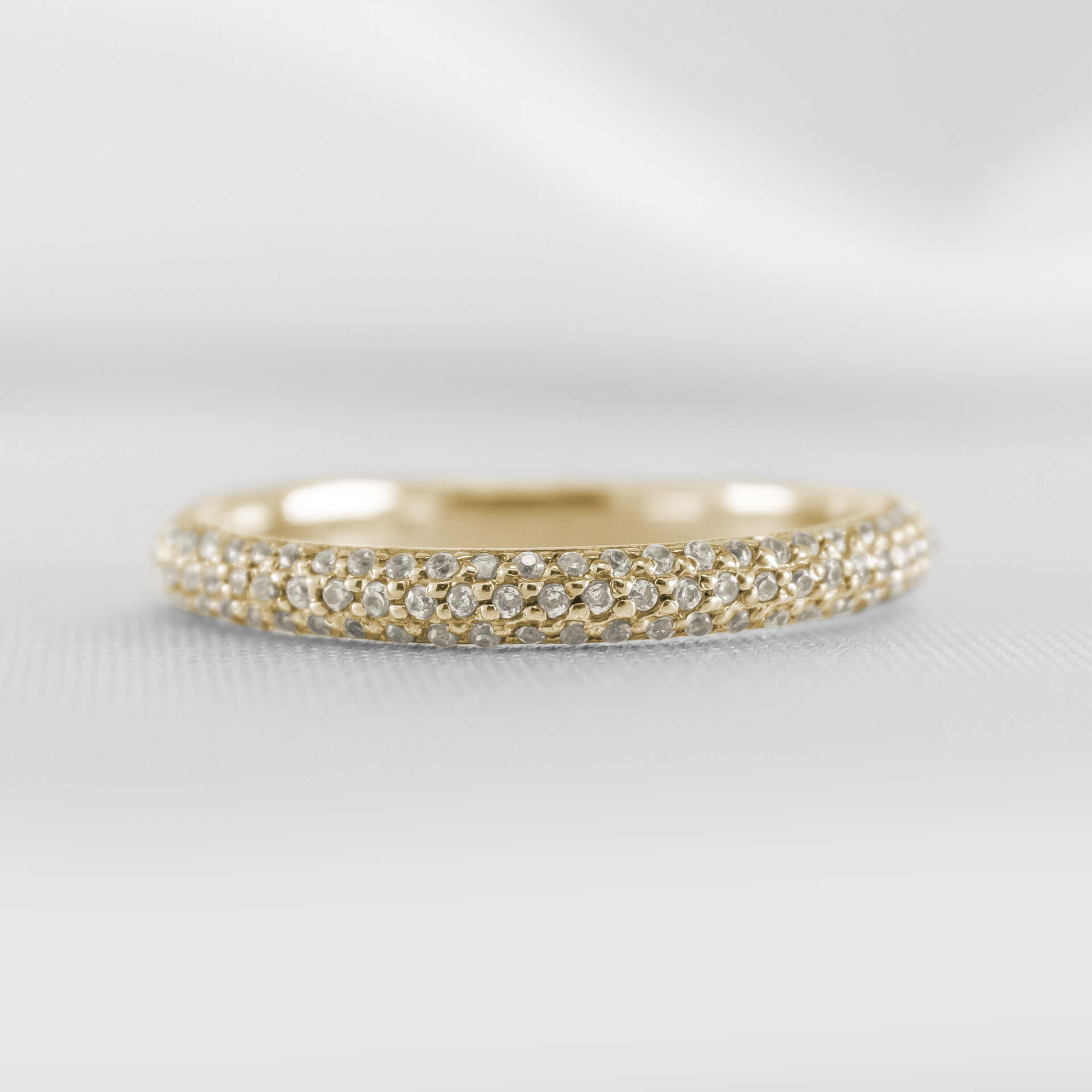 The Alex Three Row Pave lab Diamond Wedding Ring in 14K yellow gold by Lisa Robin#color_14k-yellow-gold