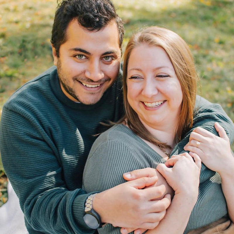 Newly engaged couple with simple engagement ring | Lisa Robin
