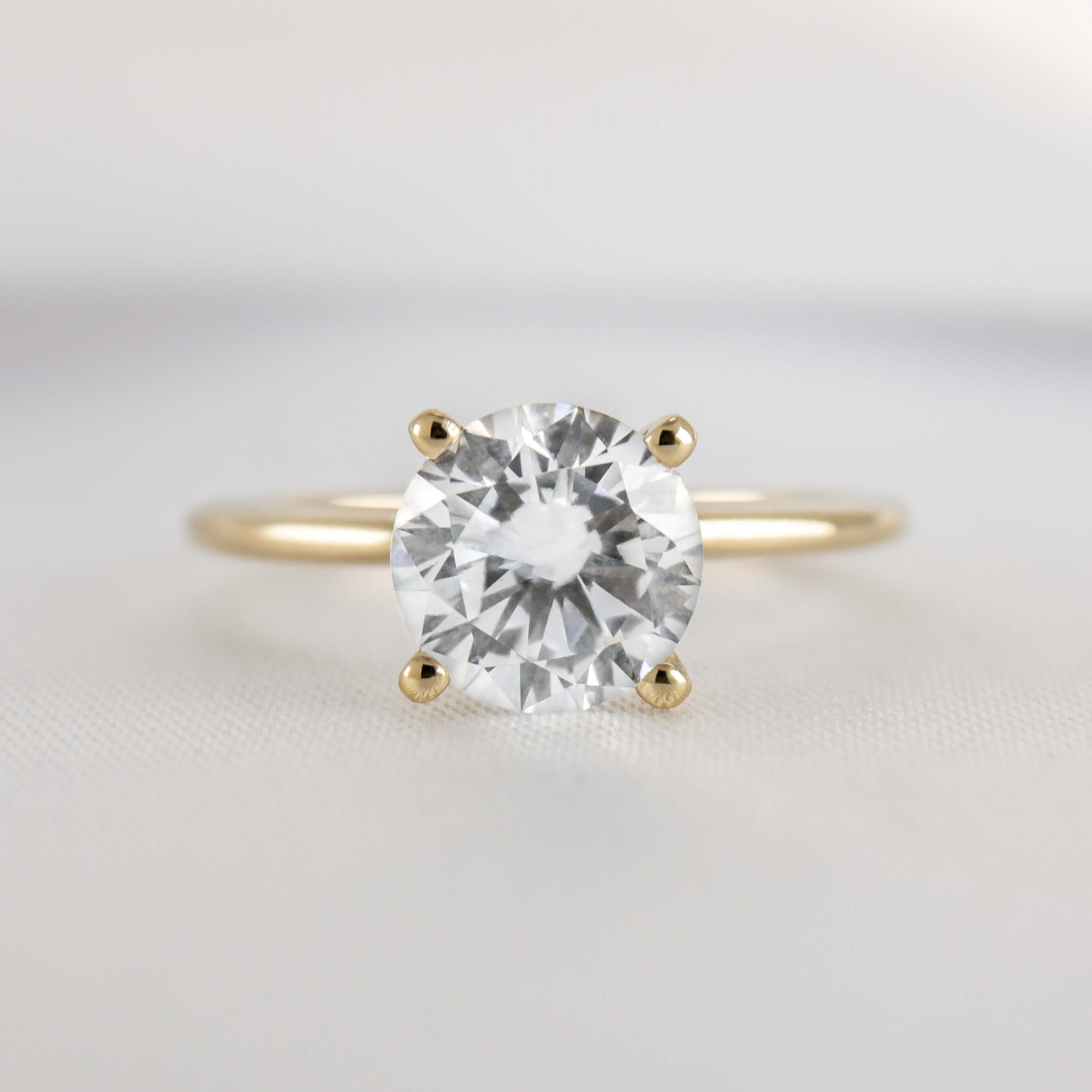 Ethical Sustainable Brooklynn - Bezel Set Accented Engagement Ring with Side Stones - Setting Only 18K Yellow Gold / Lab Grown Diamond Accents