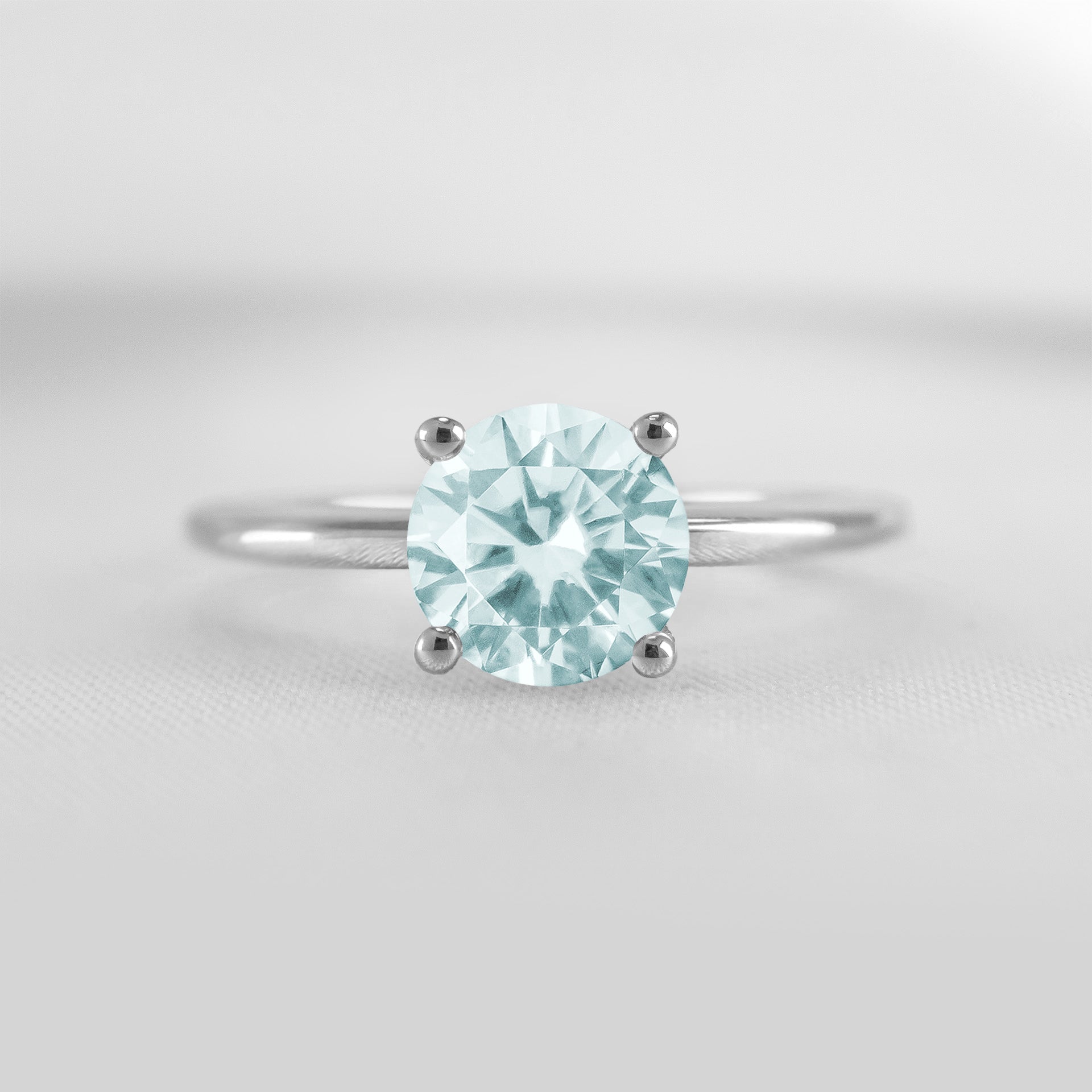 Shown in 1.0 carat Aquamarine* The Allison Round Aquamarine Engagement Ring | Lisa Robin#color_14k-white-gold