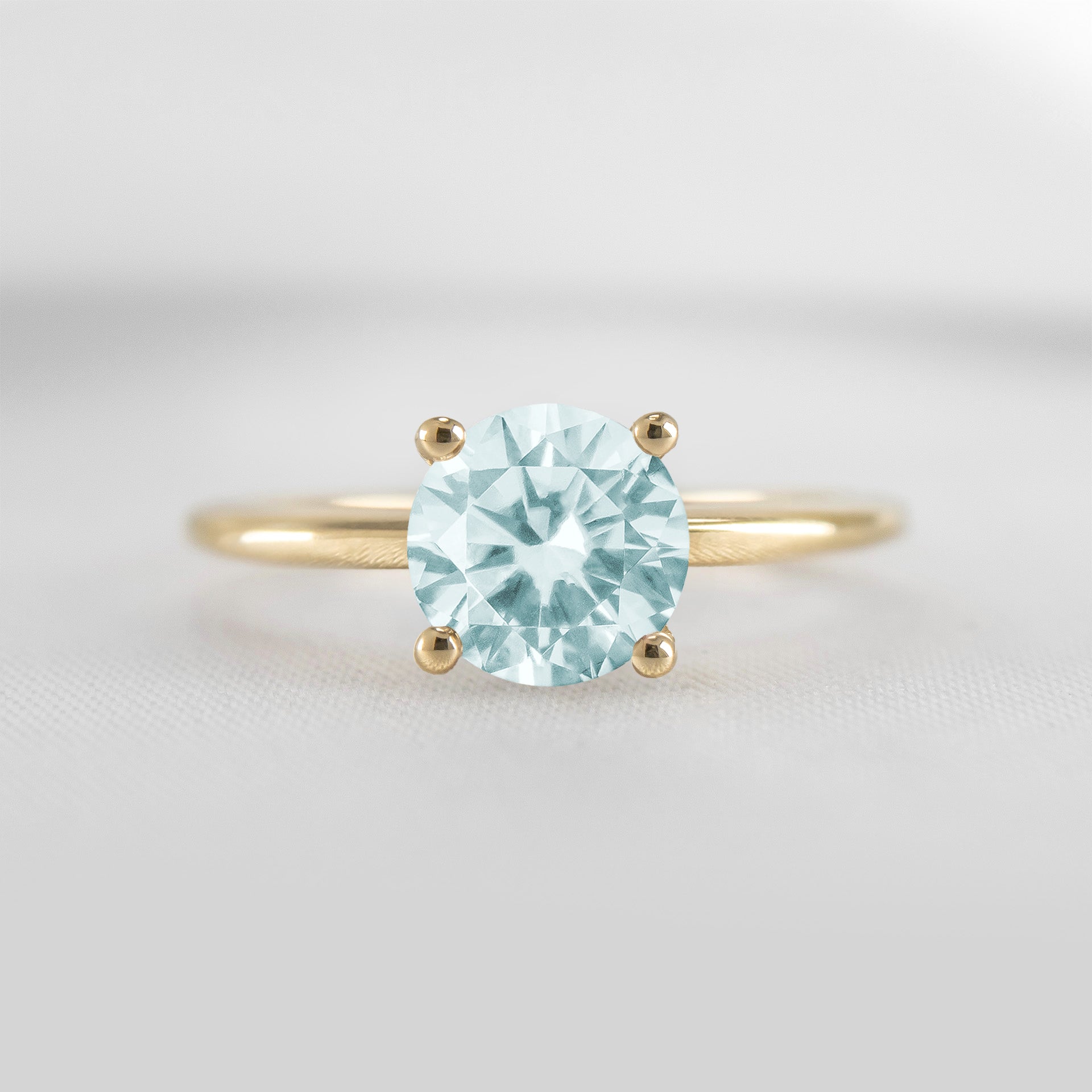 Shown in 1.0 carat Aquamarine* The Allison Round Aquamarine Engagement Ring | Lisa Robin#color_14k-yellow-gold