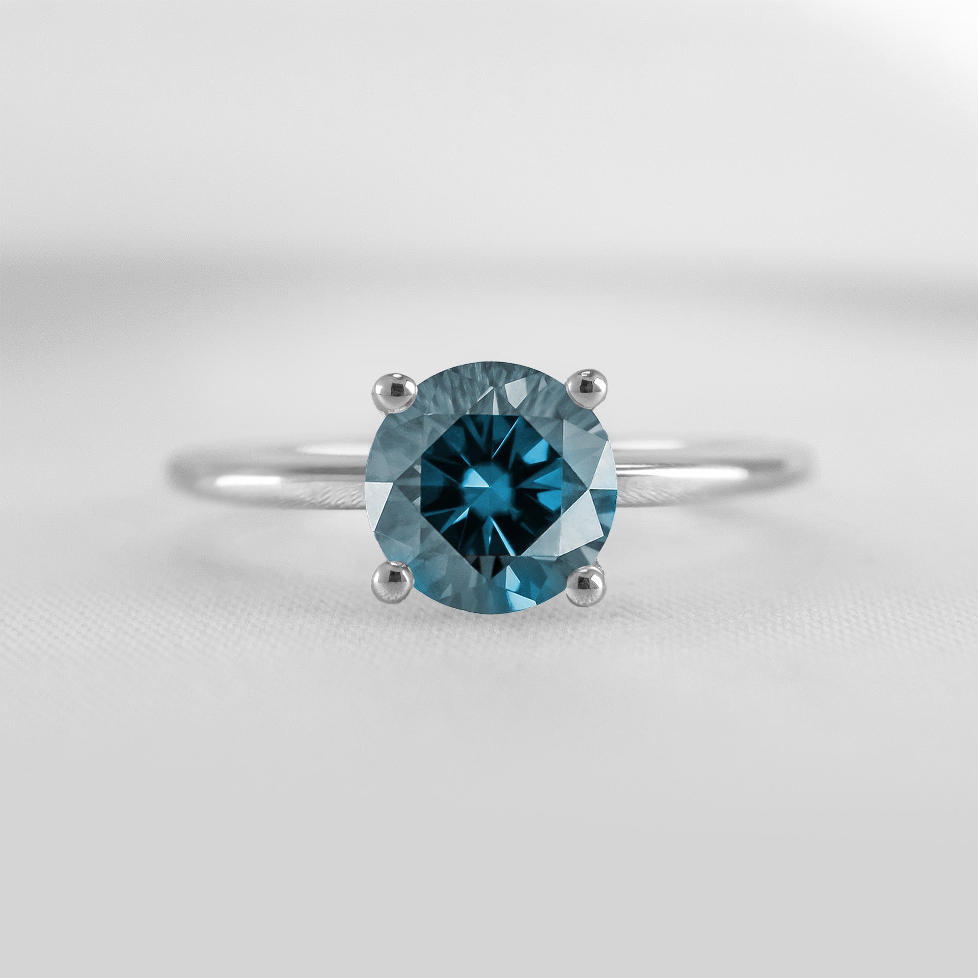 Shown in 1.0 carat Blue Diamond* The Allison Round Blue Diamond Engagement Ring | Lisa Robin#color_14k-white-gold