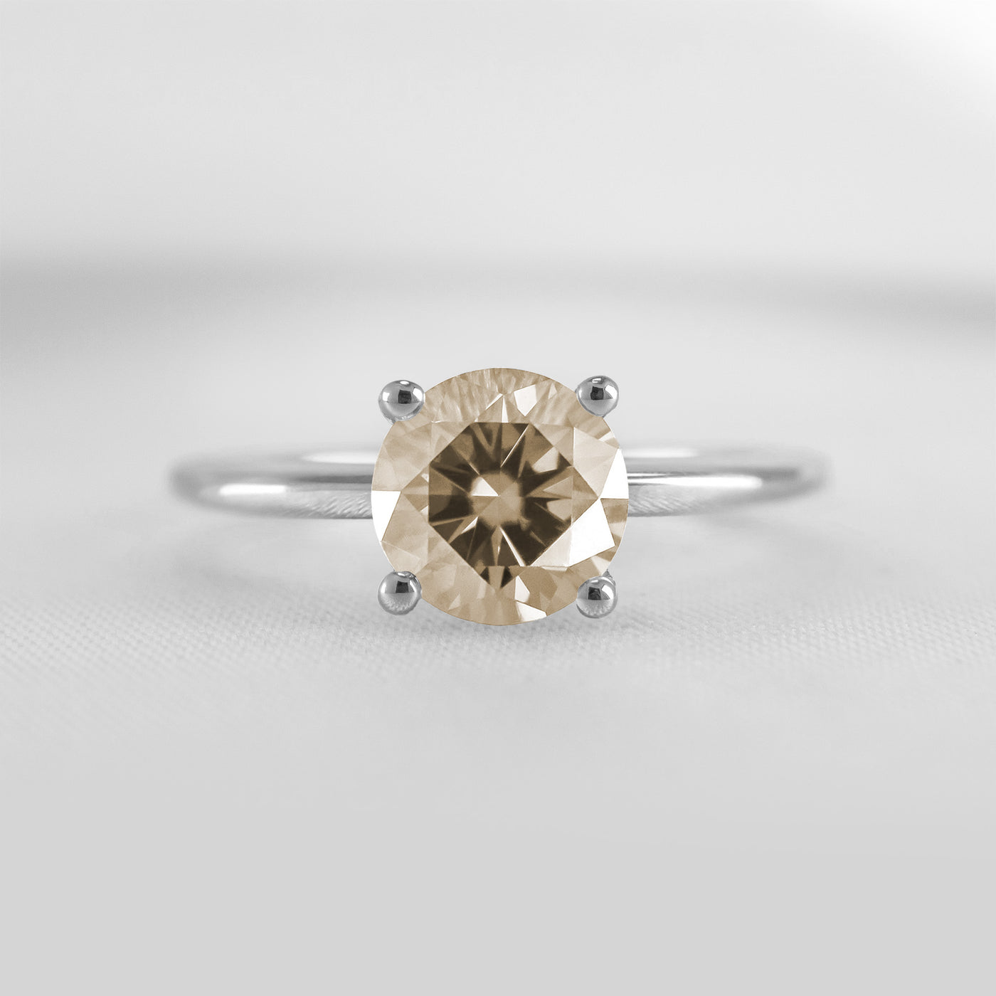 Shown in 1.0 carat Champagne Diamond* The Allison Round Champagne Diamond Engagement Ring | Lisa Robin#color_platinum