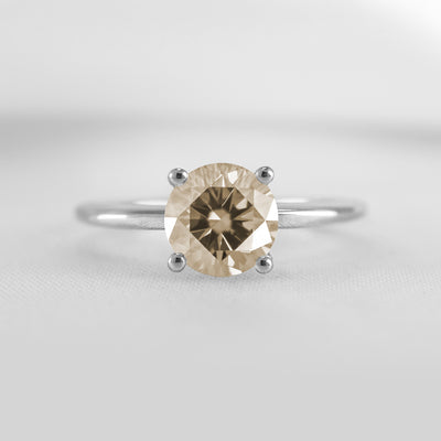 Shown in 1.0 carat Champagne Diamond* The Allison Round Champagne Diamond Engagement Ring | Lisa Robin#color_platinum