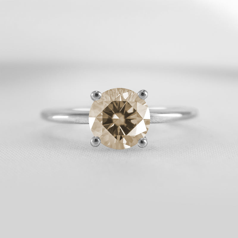 Shown in 1.0 carat Champagne Diamond* The Allison Round Champagne Diamond Engagement Ring | Lisa Robin