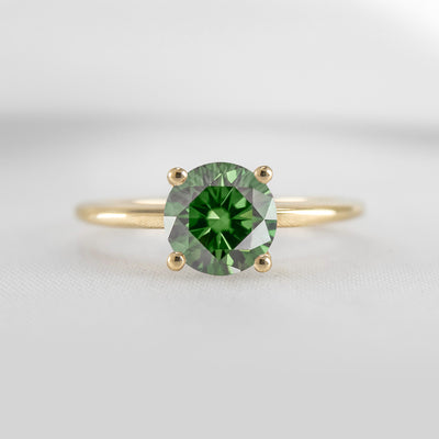 Shown in 1.0 carat Green Emerald* The Allison Round Green Emerald Engagement Ring | Lisa Robin#color_14k-yellow-gold