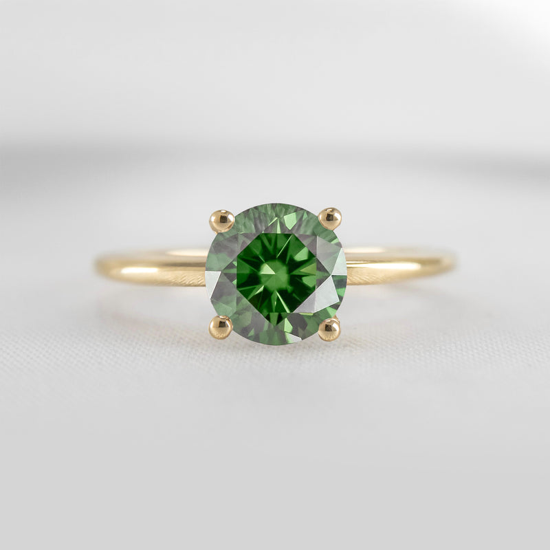Shown in 1.0 carat Green Emerald* The Allison Round Green Emerald Engagement Ring | Lisa Robin
