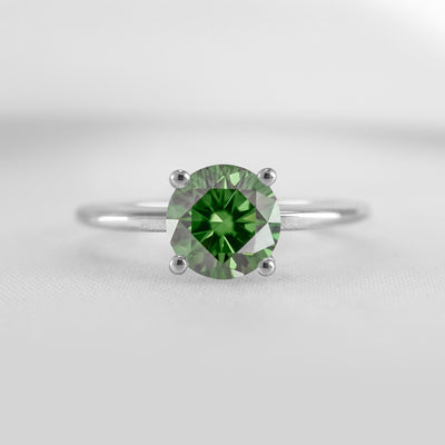 Shown in 1.0 carat Green Diamond* The Allison Green Diamond Engagement Ring | Lisa Robin#color_platinum