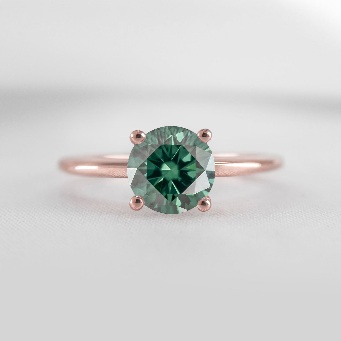 Shown in 1.0 carat Green Emerald* The Allison Round Green Emerald Engagement Ring | Lisa Robin#color_14k-rose-gold