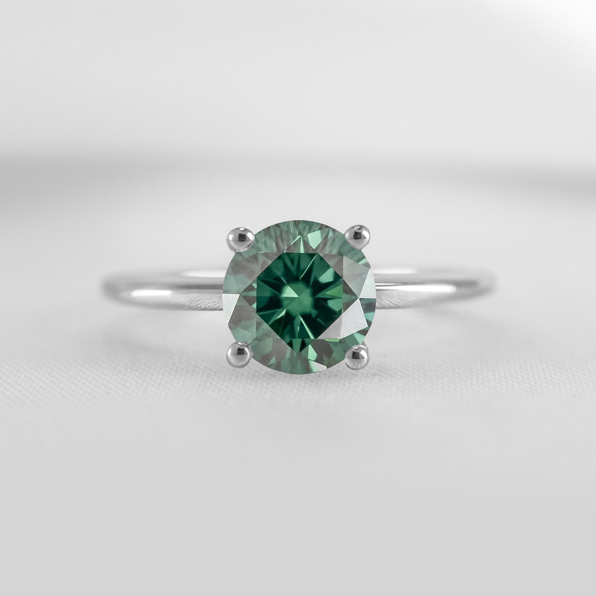 Shown in 1.0 carat Green Emerald* The Allison Round Green Emerald Engagement Ring | Lisa Robin#color_14k-white-gold