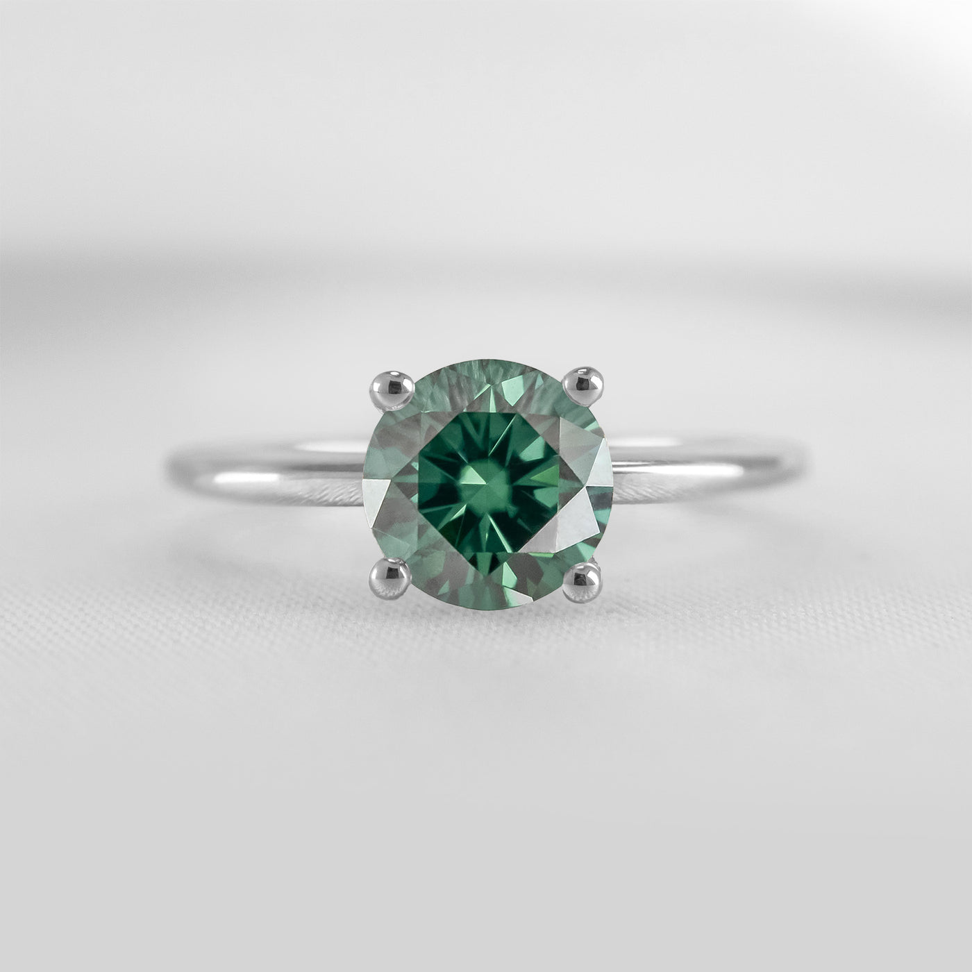 Shown in 1.0 carat Green Emerald* The Allison Round Green Emerald Engagement Ring | Lisa Robin#color_platinum