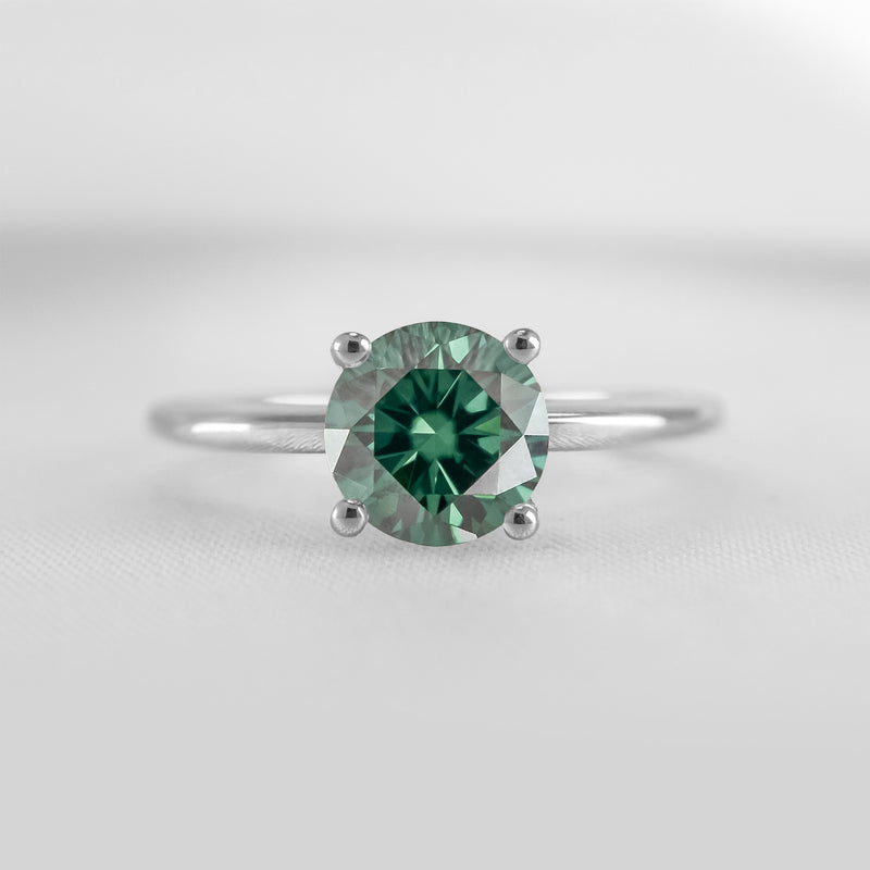 Shown in 1.0 carat Green Emerald* The Allison Round Green Emerald Engagement Ring | Lisa Robin