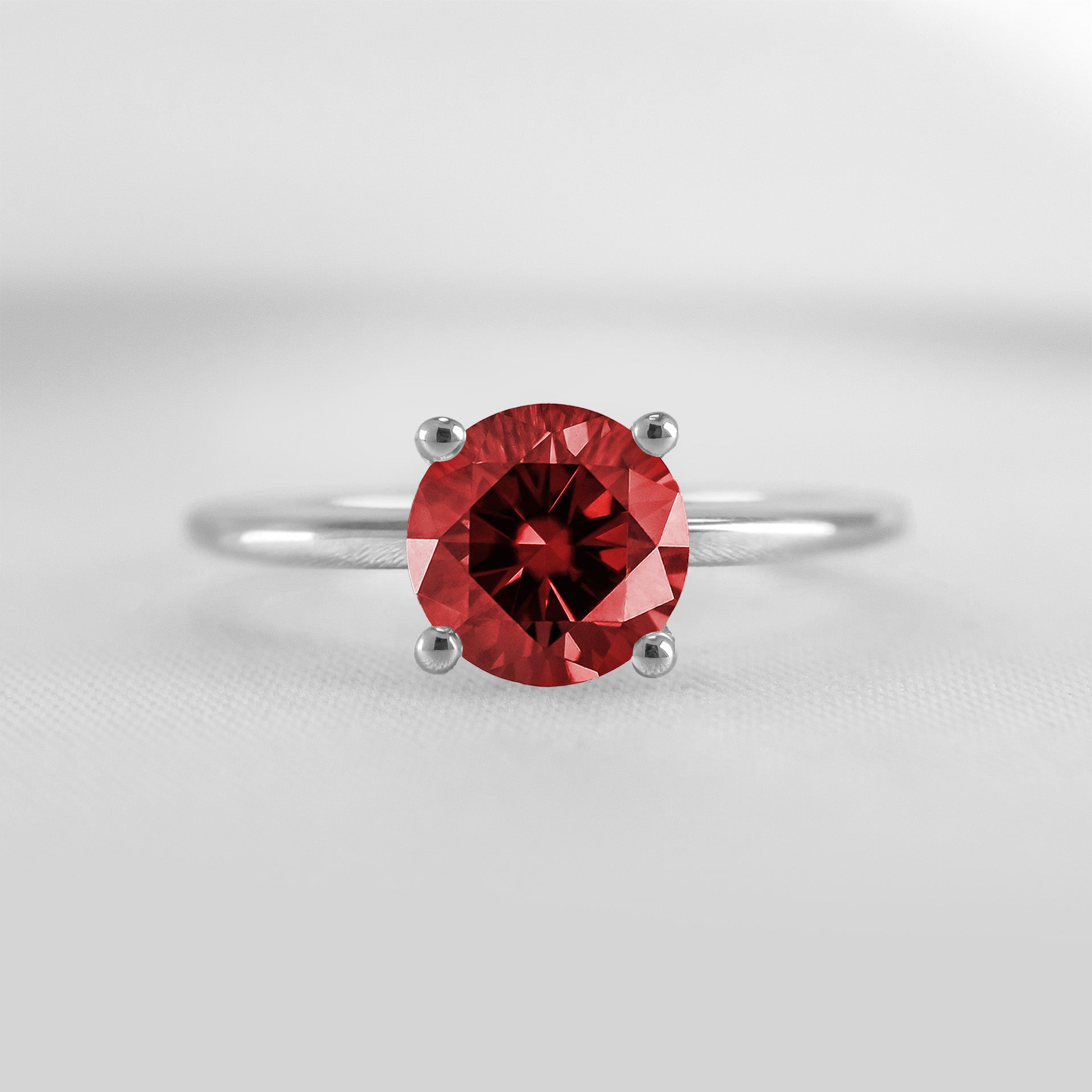 Shown in 1.0 carat Ruby* The Allison Round Ruby Engagement Ring | Lisa Robin#color_14k-white-gold