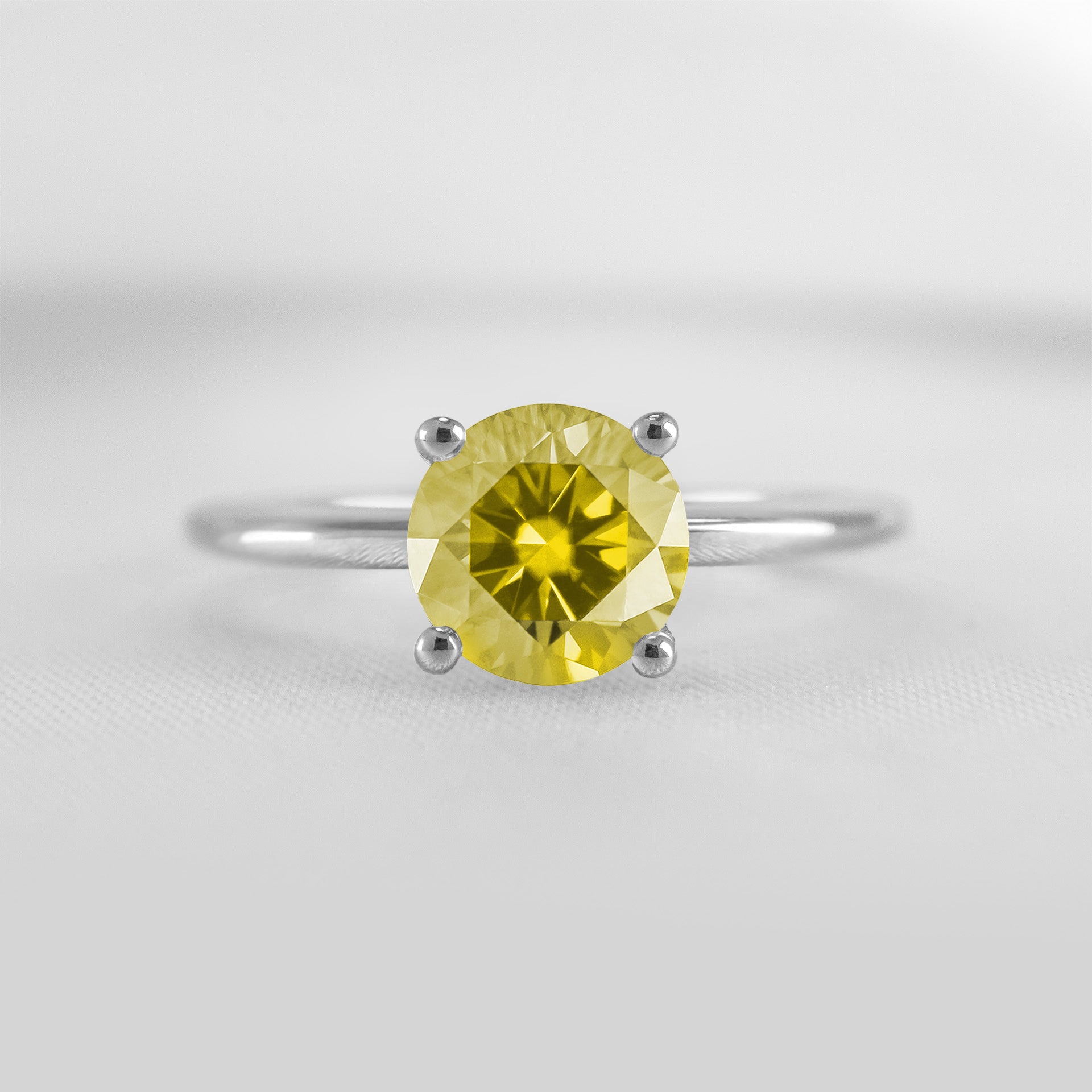 Shown in 1.0 carat Yellow Diamond* The Allison Yellow Diamond Engagement Ring | Lisa Robin#color_14k-white-gold