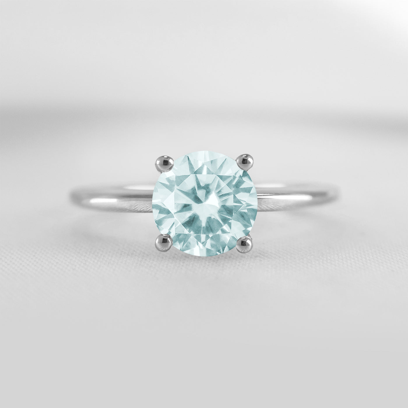 Shown in 1.0 carat Aquamarine* The Allison Round Aquamarine Engagement Ring | Lisa Robin#color_platinum