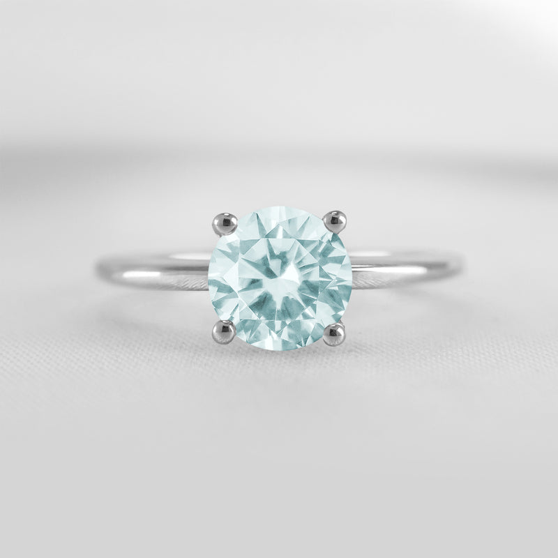 Shown in 1.0 carat Aquamarine* The Allison Round Aquamarine Engagement Ring | Lisa Robin