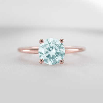 Shown in 1.0 carat Aquamarine* The Allison Round Aquamarine Engagement Ring | Lisa Robin#color_14k-rose-gold