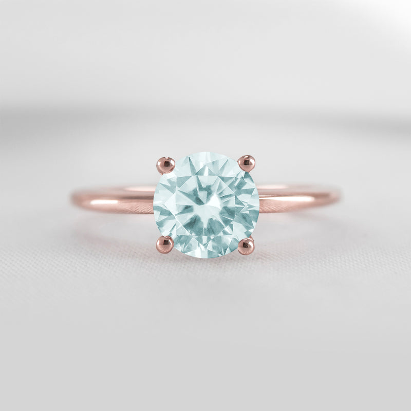Shown in 1.0 carat Aquamarine* The Allison Round Aquamarine Engagement Ring | Lisa Robin