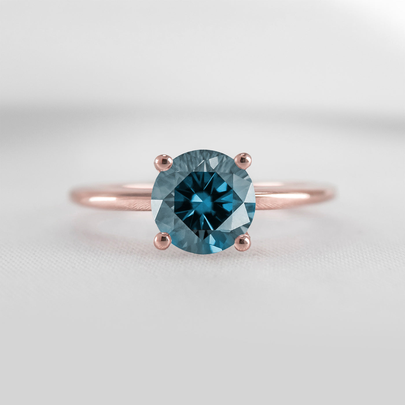 Shown in 1.0 carat Blue Diamond* The Allison Round Blue Diamond Engagement Ring | Lisa Robin#color_14k-rose-gold