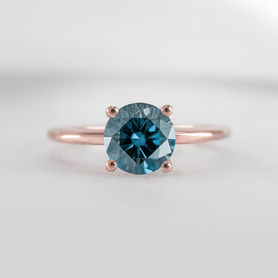 Shown in 1.0 carat Blue Diamond* The Allison Round Blue Diamond Engagement Ring | Lisa Robin#color_14k-rose-gold