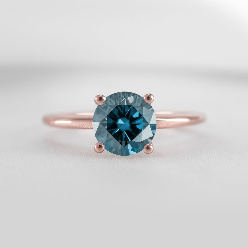 Shown in 1.0 carat Blue Diamond* The Allison Round Blue Diamond Engagement Ring | Lisa Robin