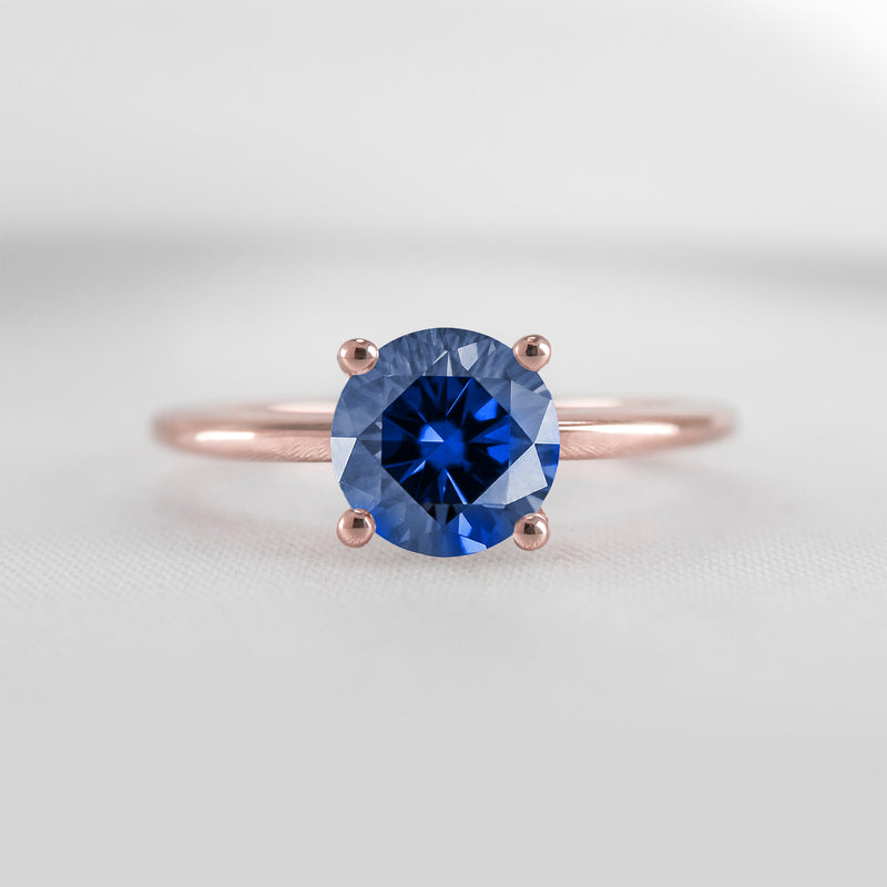 Shown in 1.0 carat Blue Sapphire* The Allison Round Blue Sapphire Engagement Ring | Lisa Robin