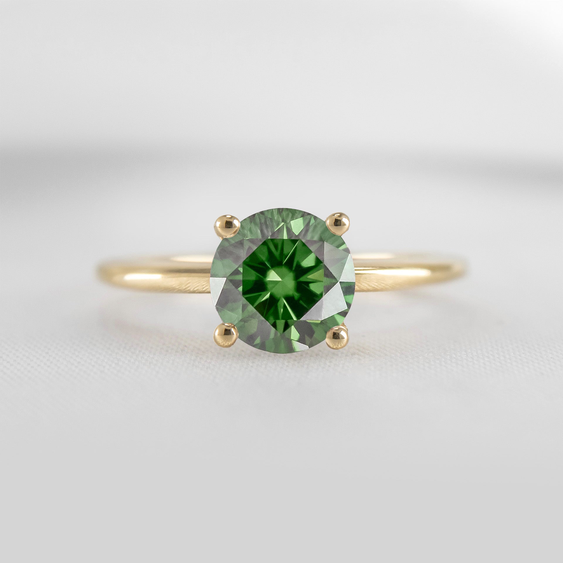 Shown in 1.0 carat Green Emerald* The Allison Round Green Emerald Engagement Ring | Lisa Robin#color_14k-yellow-gold