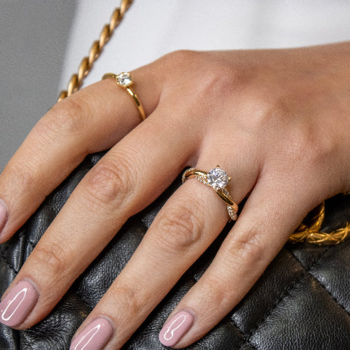Amelia Moissanite Engagement Ring with Twisted Band
